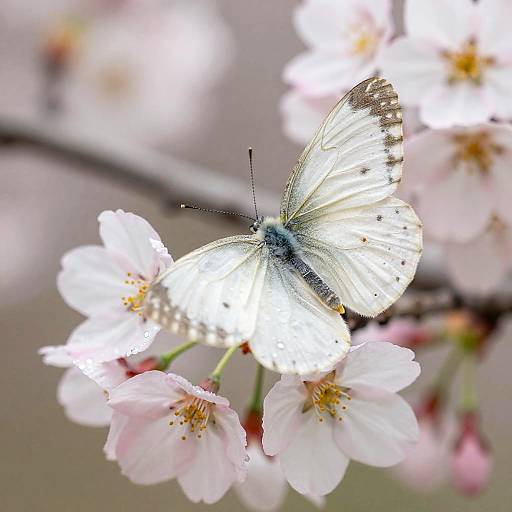 Close-Up Butterfly on Cherry Blossom