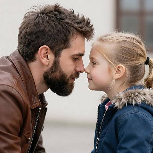 Tender Father and Daughter Close-Up