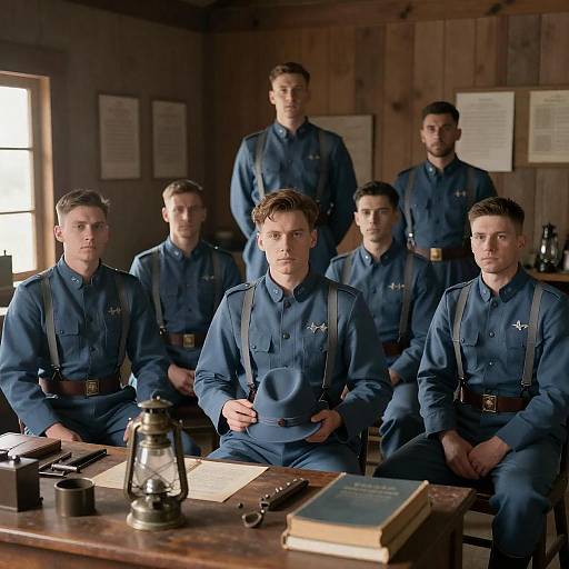 Military Gathering in Rustic Atmosphere