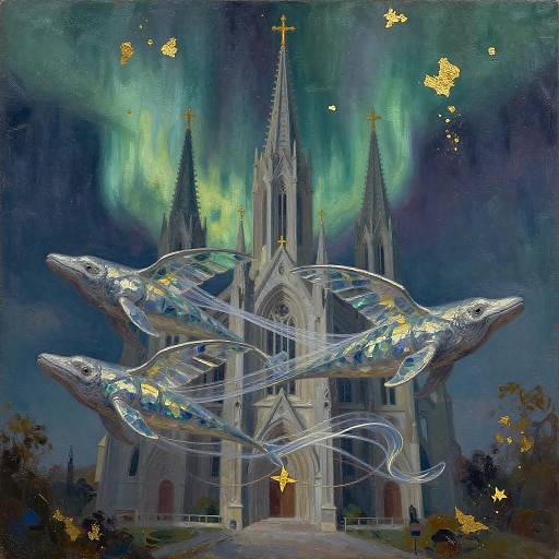 Auroral Cathedral of Glass Winged Leviathans