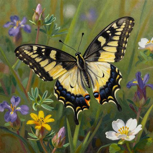 Charcoal Swallowtail Butterfly Painting