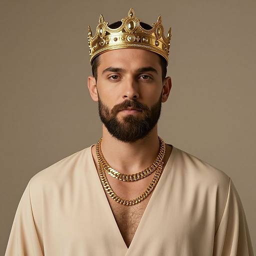 Regal Bearded Man with Gold Crown