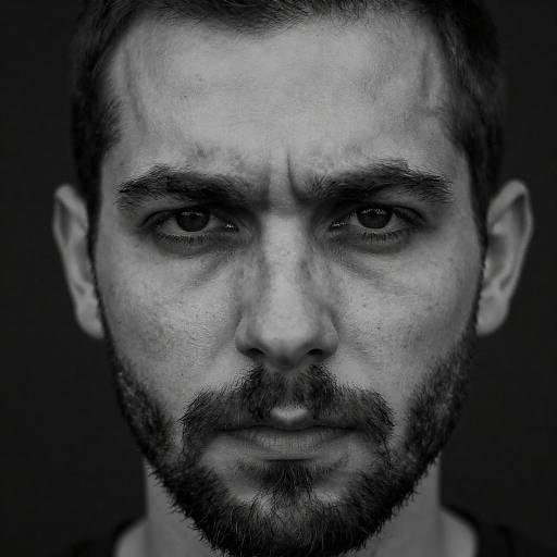 Dramatic High-Contrast B&W Bearded Close-Up Portrait