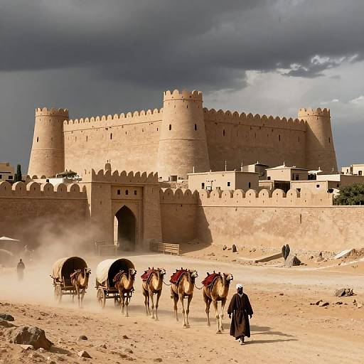 Medieval Eastern Caravan at City Gates