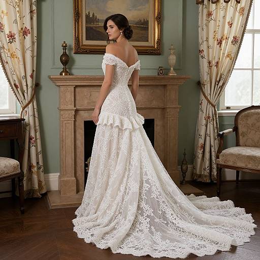 Elegant Lace Off-Shoulder Wedding Gown