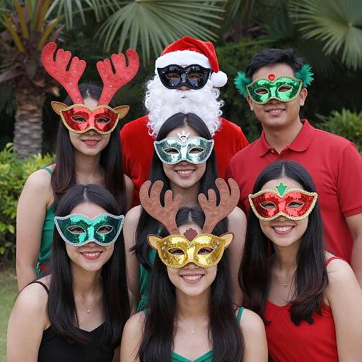 Group of People in Festive Holiday Masks