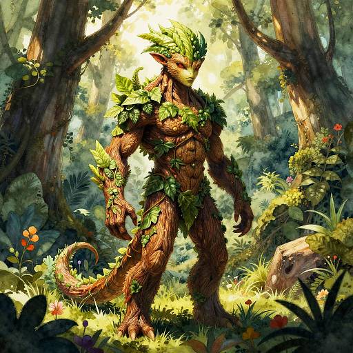 Sun-Dappled Enchanted Plant Guardian Portrait