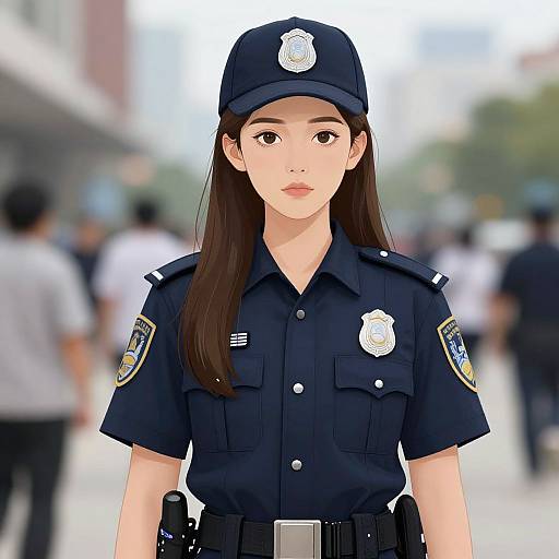 Realistic Digital Portrait of Female Police Officer