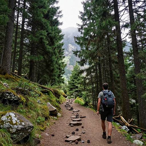Adventurous Taiga Hiking Trail Scene