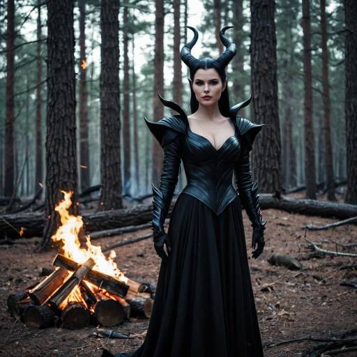 Woman in Maleficent Costume in Forest