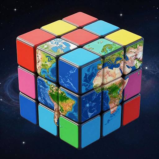 3D Cosmic Earth Rubik's Cube