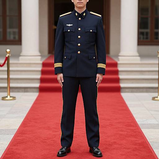Military Officer in Uniform Pose