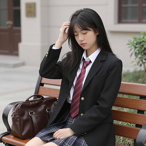 Urban Serenity: Young Woman in Blazer