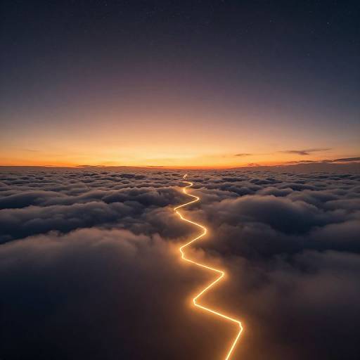 Electric Light Path Through Sunset Clouds