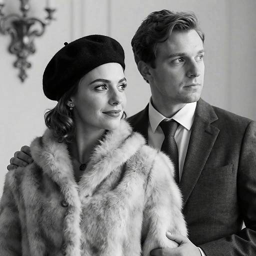 Elegant Black-and-White Couple Portrait