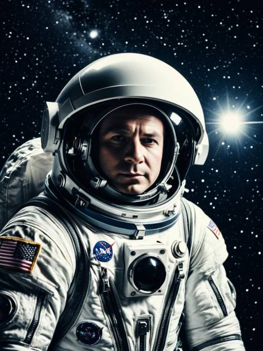 Astronaut in Space Suit with Starry Background