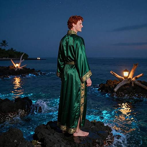 Radiant Red-Haired Man at Dusk