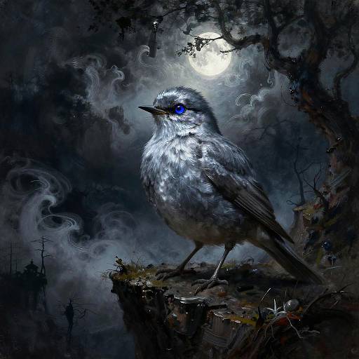 Gothic Nightingale on Stormy Cliff