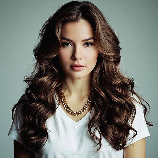 Stylish Woman with Wavy Brown Hair