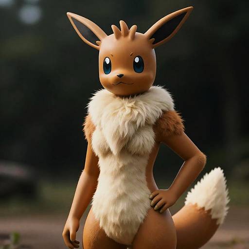 Realistic Anthro Cat-Flareon Hybrid Portrait