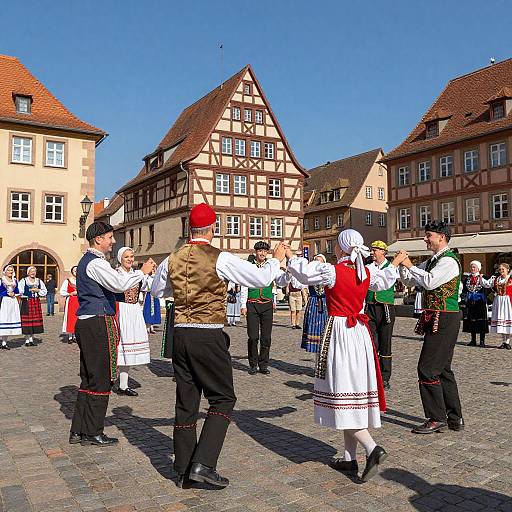 Vibrant Folk Dance in Town Square