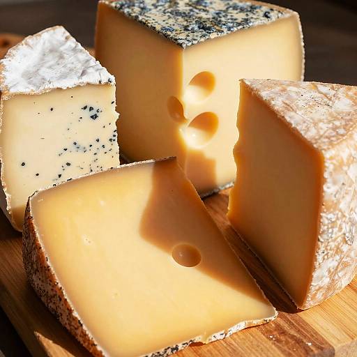 Assorted Cheeses on Wooden Board