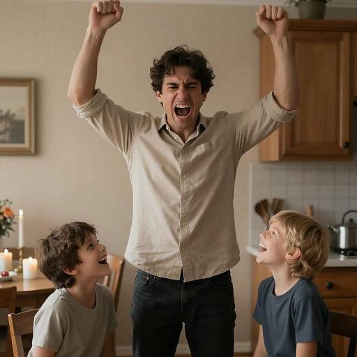 Joyful Family Moment in a Kitchen