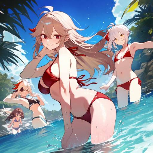 Kazuha in a Summer Pool Scene