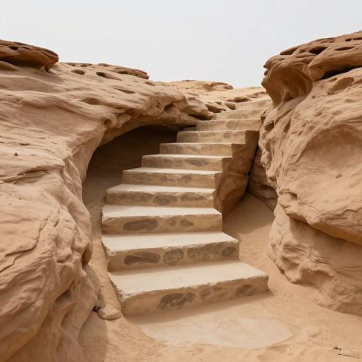 Surreal Stone Steps in Desert Oasis