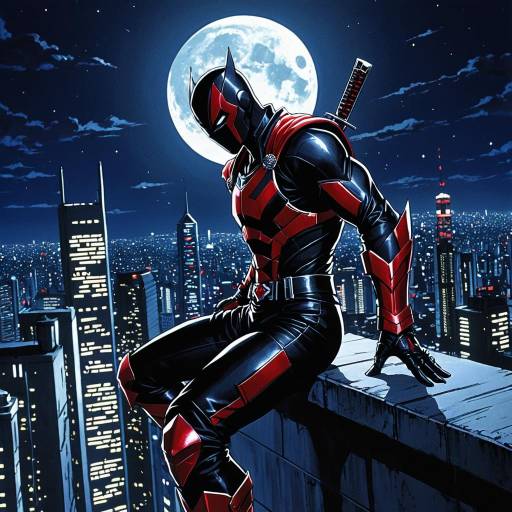 Anime Assassin on Moonlit Rooftop