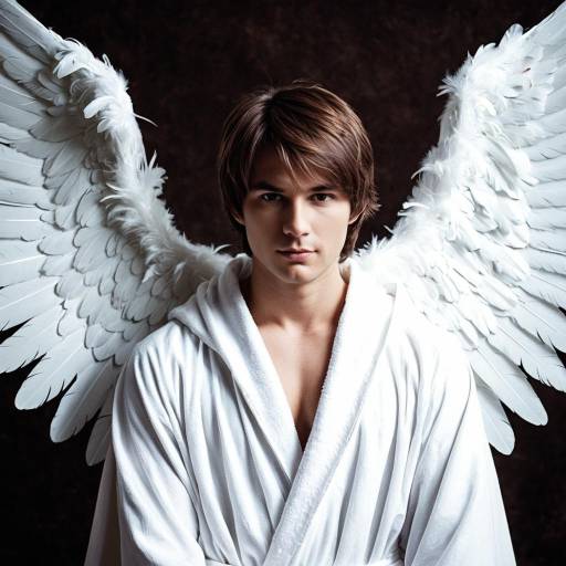 Male Angel Cosplay with White Feathered Wings