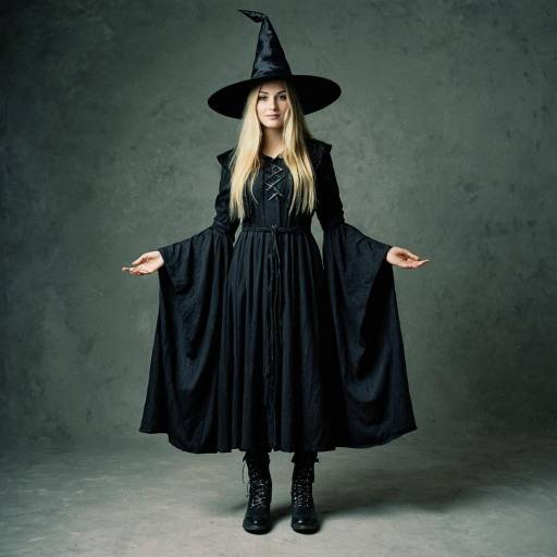 Blonde Woman in Black Witch Costume