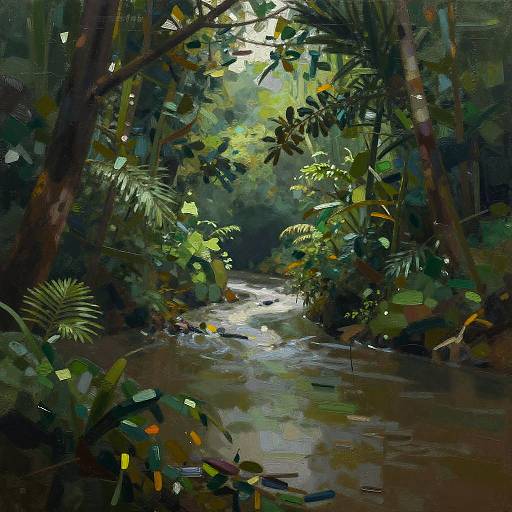Abstract Jungle River Bend