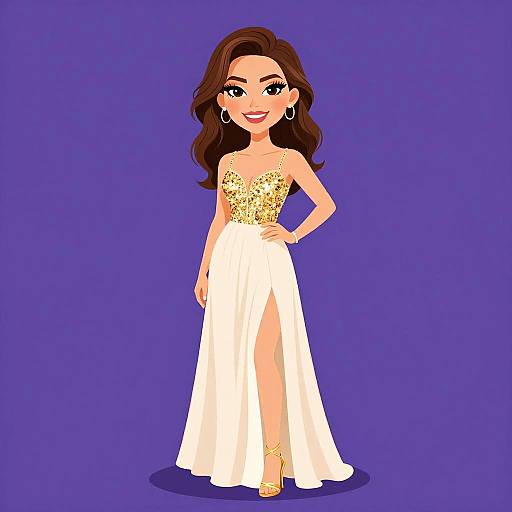 Elegant Woman in Gold Evening Wear