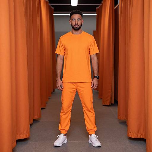 Man in Neon Orange Costume