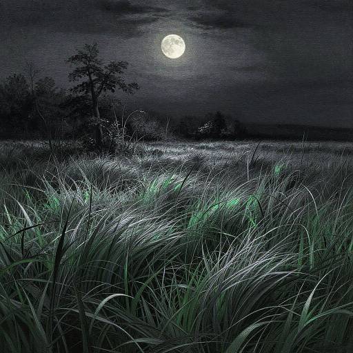Moonlit Marsh of Silvery Emerald Longing
