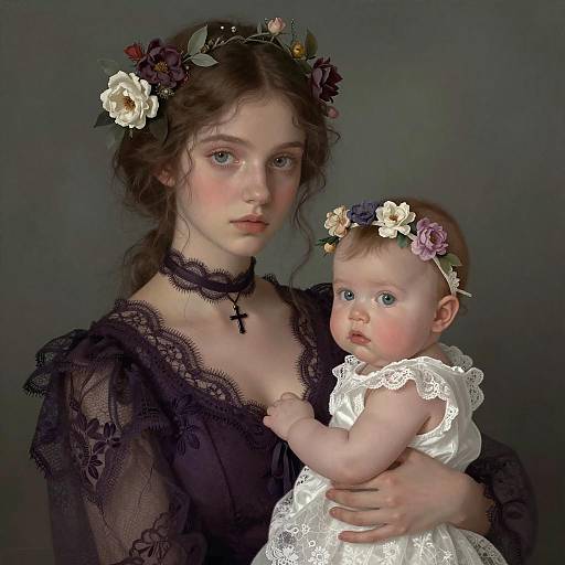 Moody Digital Portrait of Mother and Child