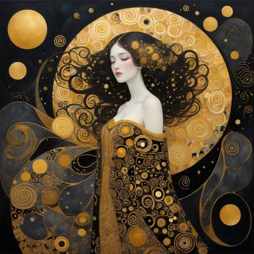 Gustav Klimt Inspired Art with Whimsical Patterns
