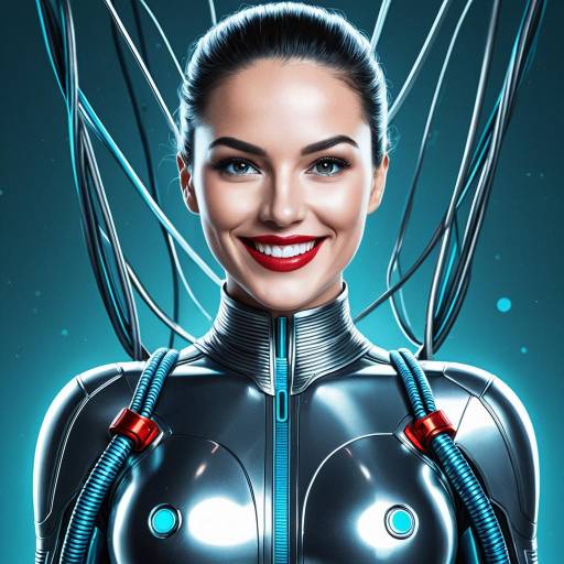 Vibrant Silver Android Smiling Illustration