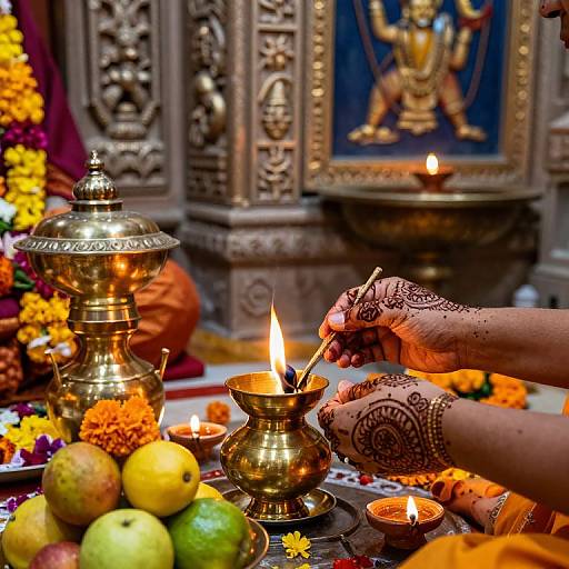 Hindu Priest Performing Puja Ritual