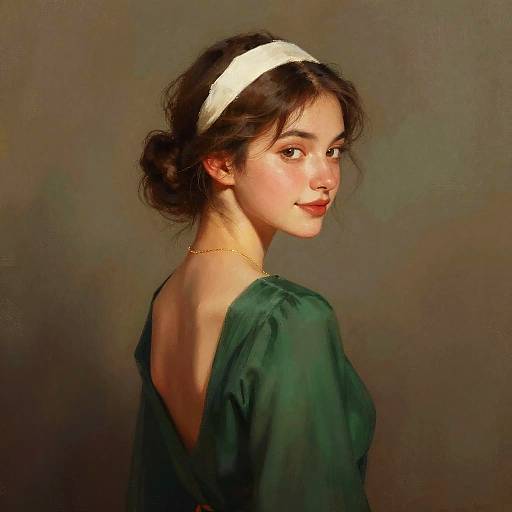 Digital Portrait of Woman in Green Dress