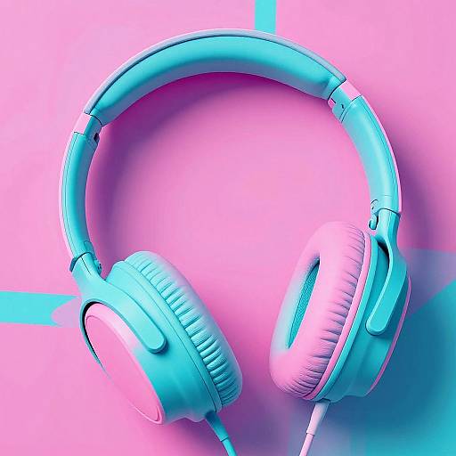Neon Pastel Headphones Pop Art