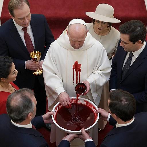 Dramatic Ritual Scene with Blood Imagery