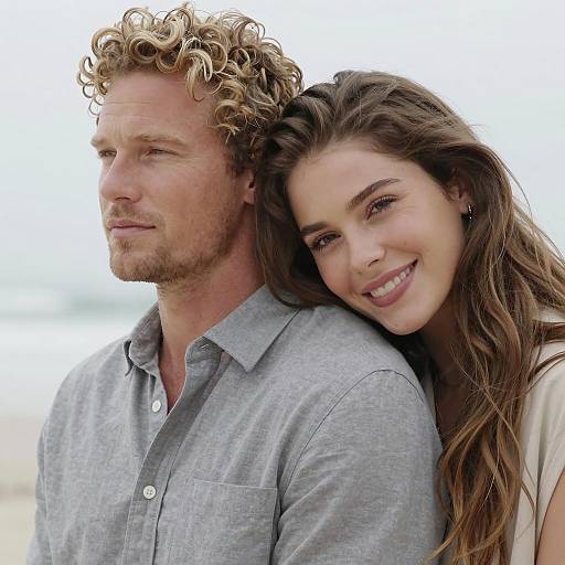 Couple Embracing in a Sunlit Scene