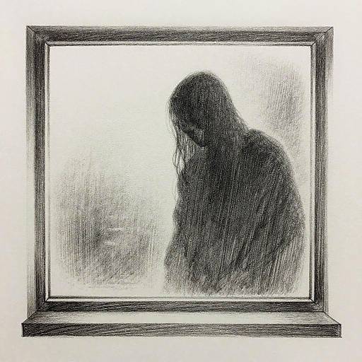 Shadowy Figure Behind Foggy Window