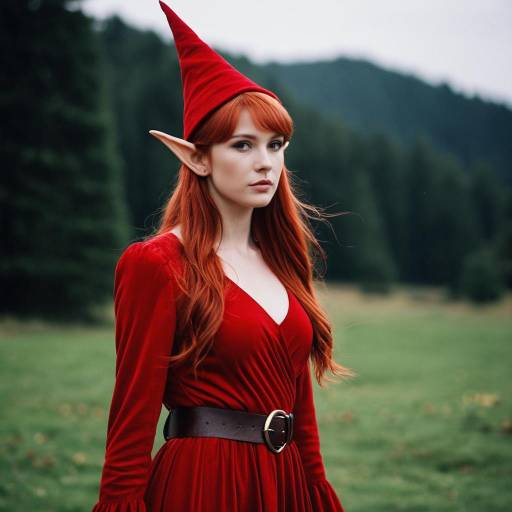 Magical Elf Girl in Red Costume