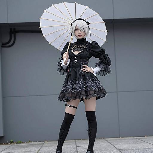 Gothic Cosplay in Industrial Scene