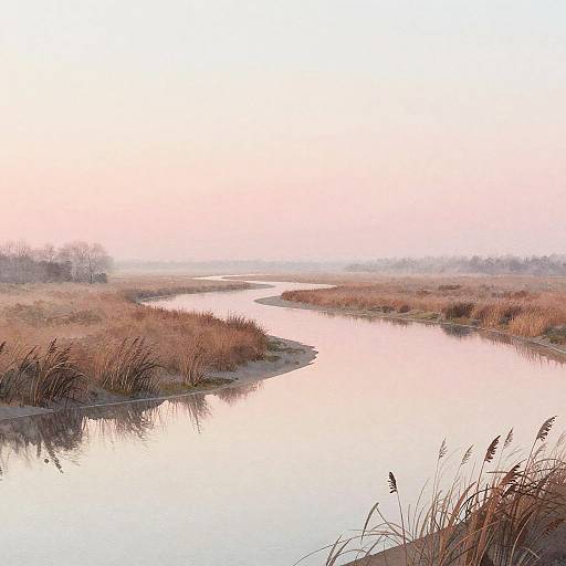 Minimalist Soft Watercolor River Delta