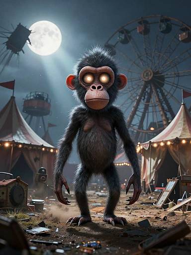 Spooky Baboon in Ruined Carnival