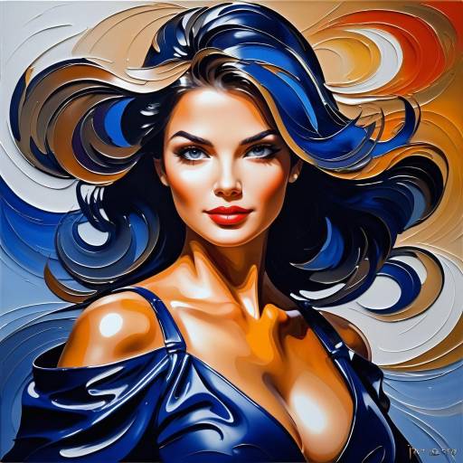 Impressionistic Portrait of a Woman in Leather